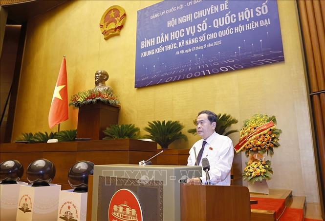 Chủ tịch Quốc hội Trần Thanh Mẫn phát biểu khai mạc hội nghị (Ảnh: TTXVN)