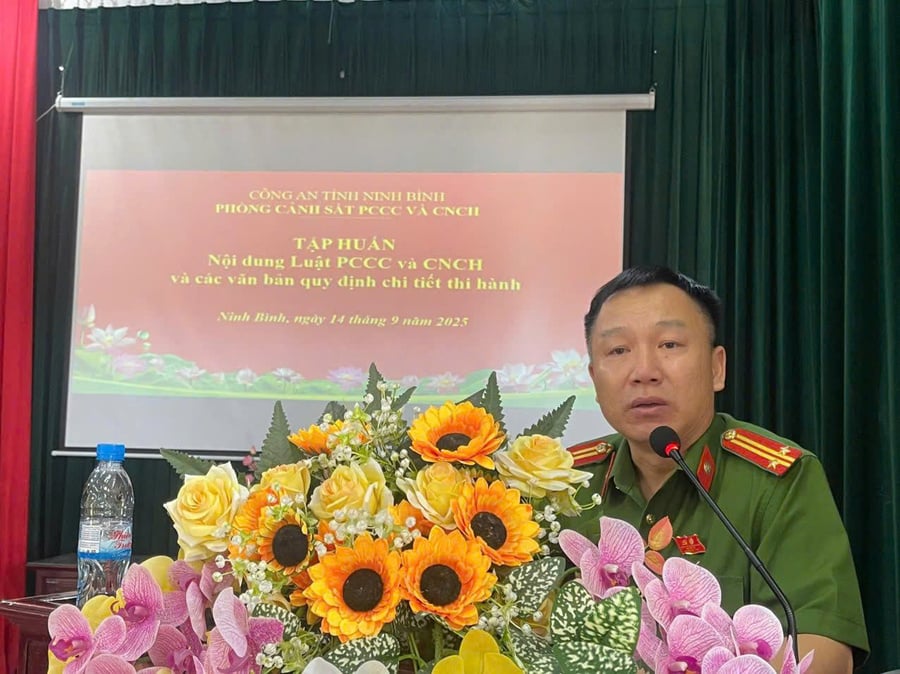 Ông Nguyễn Văn Lập – Đội trưởng Đội Công tác PCCC và CNCH thuộc Phòng Cảnh sát PCCC và CNCH (PC07) công an tỉnh Ninh Bình chia sẻ các nội dung mới của Luật PCCC và CNCH