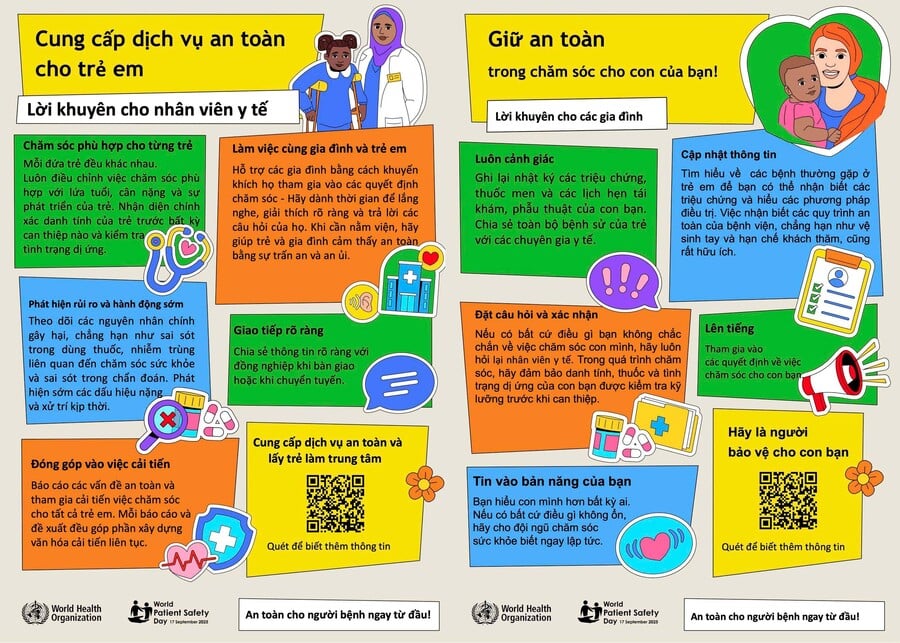 Poster truyền thông hưởng ứng Ngày An toàn Người bệnh Thế giới 2025 của Bệnh viện Nhi đồng 1.