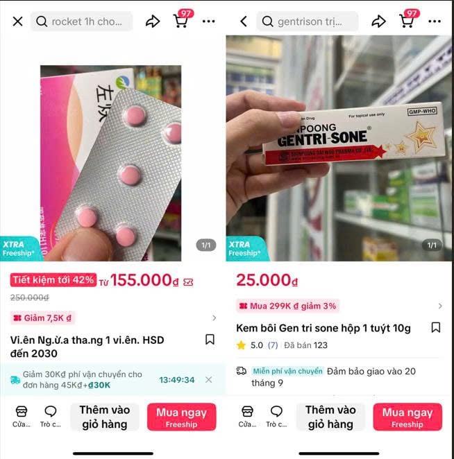 Trên Tiktok shop, các sản phẩm thuốc được bán công khai với cách đổi tên để né luật