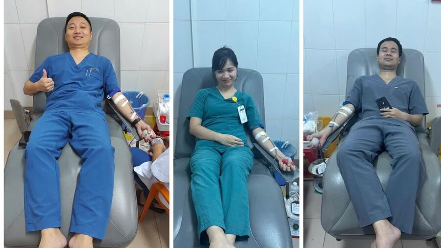 3 y, bác sĩ Bệnh viện đa khoa tỉnh Quảng Trị sẵn sàng hiến máu để kịp thời cứu chữa nạn nhân vụ tại nạn ở chợ Tân Long  ( Ảnh: BVCC )