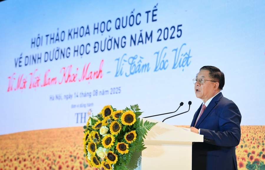 Ủy viên Bộ Chính trị, Bí thư Trung ương Đảng, Trưởng Ban Tuyên giáo và Dân vận Trung ương Nguyễn Trọng Nghĩa phát biểu tại hội thảo (Ảnh: VGP/HM)