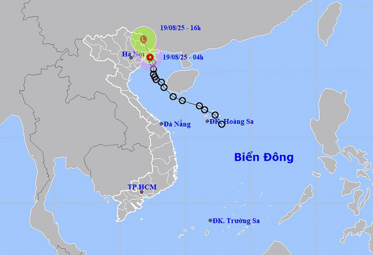 Vị trí và đường đi của áp thấp nhiệt đới. Ảnh: thoitietvietnam