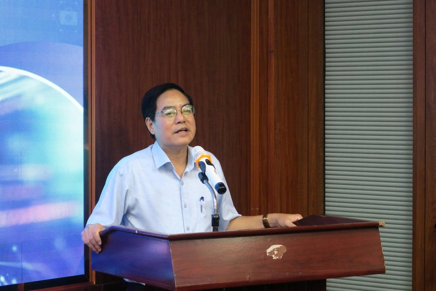 Ông Phan Huy Thục, Phó Giám đốc Sở Y tế Hải Phòng phát biểu tại buổi Lễ (Ảnh CTT TP. Hải Phòng)