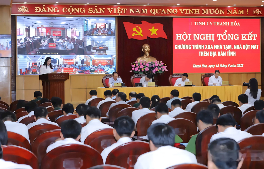 Toàn cảnh Hội nghị tổng kết Chương trình xoá nhà tạm, nhà dột nát trên địa bàn tỉnh Thanh Hoá, vừa diễn ra ngày 18/8/2025