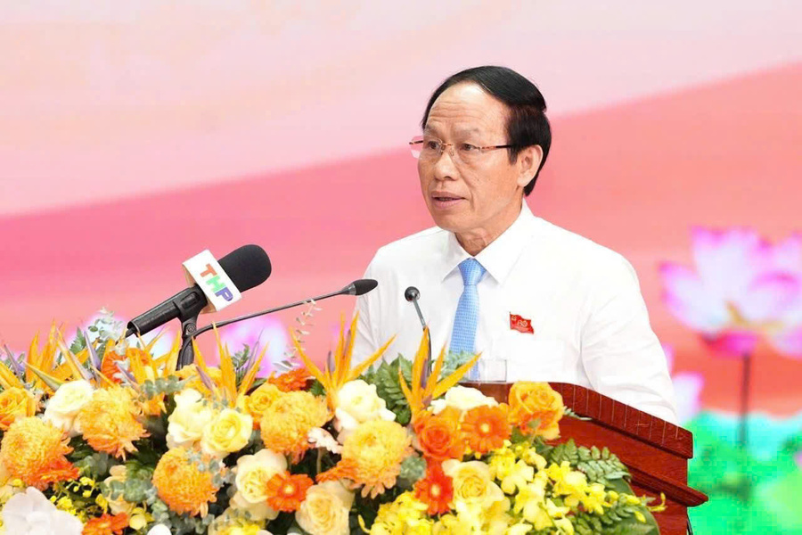 Ông Lê Tiến Châu, Ủy viên Trung ương Đảng, Bí thư Thành ủy, Trưởng Đoàn đại biểu Quốc hội TP. Hải Phòng phát biểu tại buổi Lễ (Ảnh CTT TP. Hải Phòng)
