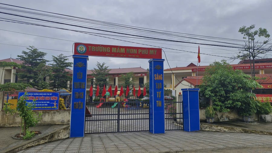 Cổng Trường mầm non Phú Mỹ, xã Phú Mỹ, tỉnh Phú Thọ mới được đầu tư điều chỉnh tên địa giới theo chính quyền địa phương 2 cấp 