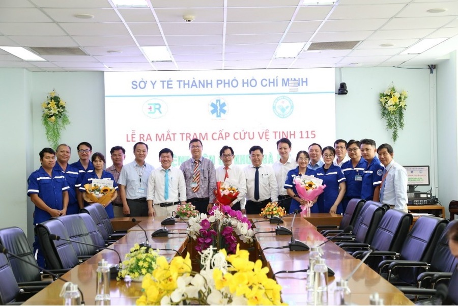 Lễ ra mắt Trạm cấp cứu vệ tinh tại Bệnh viện đa khoa Bà Rịa. Ảnh: Sở Y tế thành phố Hồ Chí Minh