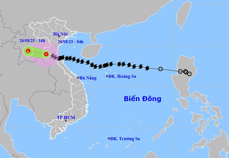 Vị trí và đường đi của áp thấp nhiệt đới (Ảnh: thoitietvietnam)