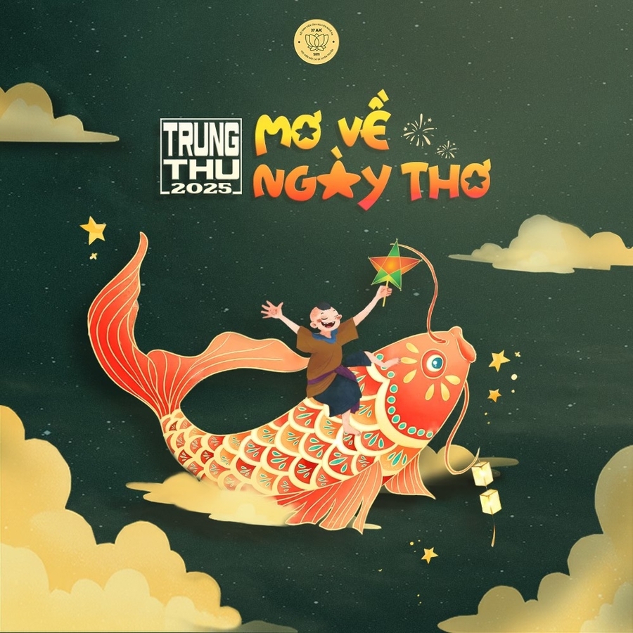 Bộ nhận diện của Trung Thu 2025 - Mơ Về Ngày Thơ gây ấn tượng bằng những gam màu tươi sáng. (Ảnh: Đội SVTN Nghệ An tại AJC)