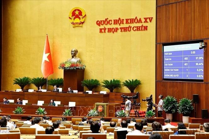 Sáng 12/6/2025, với 461/465 đại biểu tham gia biểu quyết tán thành, Quốc hội đã biểu quyết thông qua Nghị quyết về việc sắp xếp đơn vị hành chính cấp tỉnh năm 2025. Cả nước có 34 đơn vị hành chính cấp tỉnh, gồm 28 tỉnh và 6 thành phố (Ảnh: Doãn Tấn/ TTXVN)
