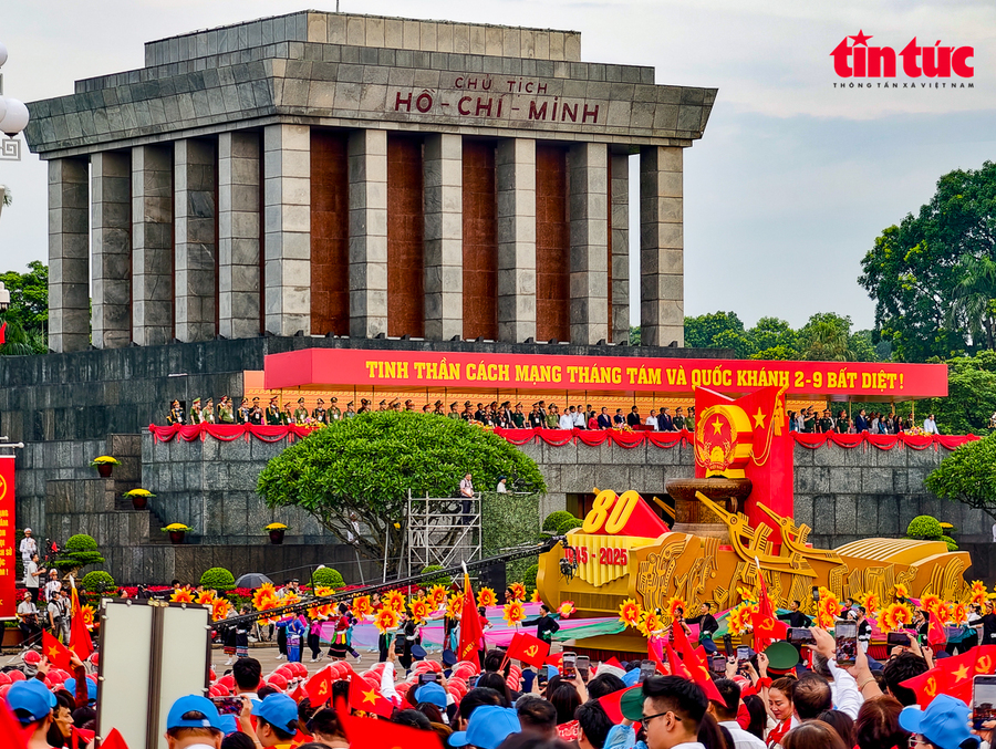 Quốc huy nước Cộng hòa xã hội chủ nghĩa Việt Nam tại Lễ Tổng duyệt A80, ngày 30/8/2025 (Ảnh: Trung Nguyên/Báo Tin tức và Dân tộc)