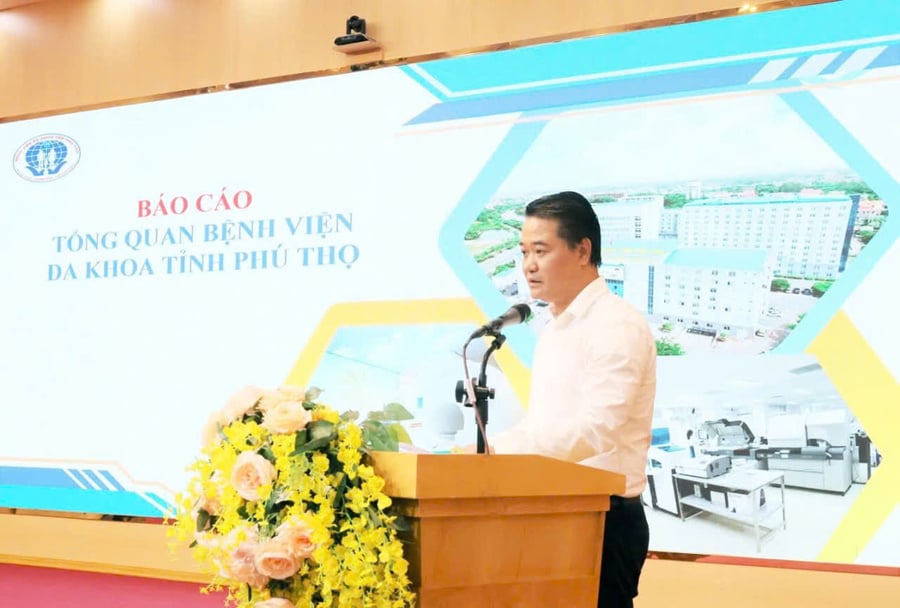 Bác sĩ CKII. Giám đốc Bệnh viện Lê Đình Thanh Sơn, báo cáo tổng quan về Bệnh viện đa khoa tỉnh Phú Thọ