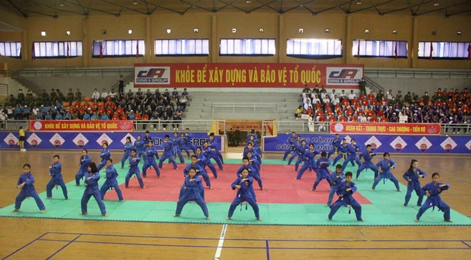 Màn biểu diễn vovinam tại lễ khai mạc. Ảnh: Báo Thanh Hóa