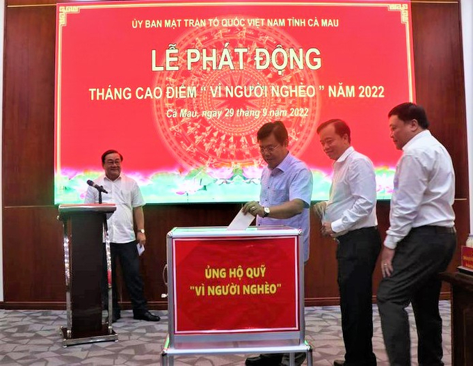 Cà Mau phát động hưởng ứng tháng cao điểm “Vì người nghèo” năm 2022. Ảnh: Camau.gov