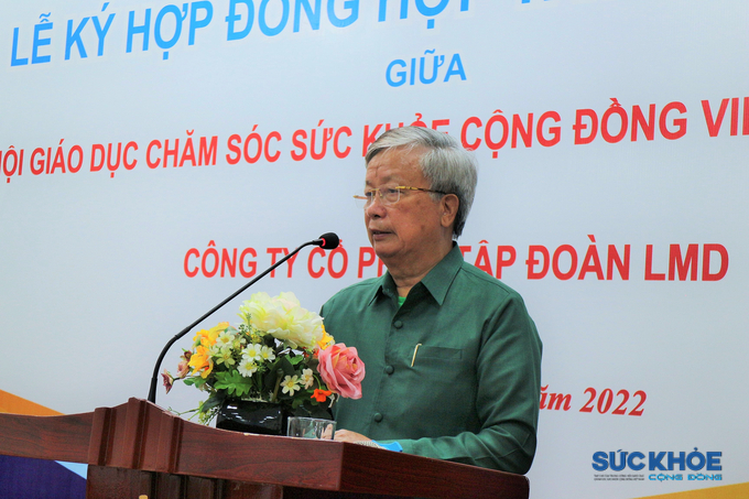 Ông Nguyễn Hồng Quân - Chủ tịch Hội GDCSSKCĐ Việt Nam phát biểu tại chương trình