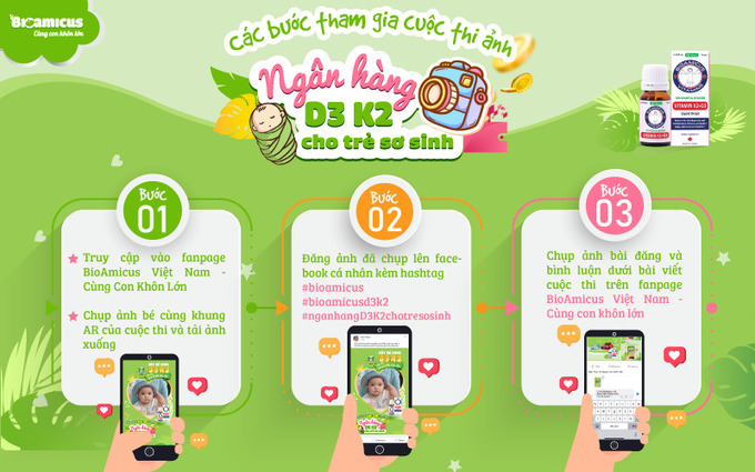 Cùng tham gia cuộc thi ảnh “Ngân hàng D3K2 cho trẻ sơ sinh” với 3 bước đơn giản