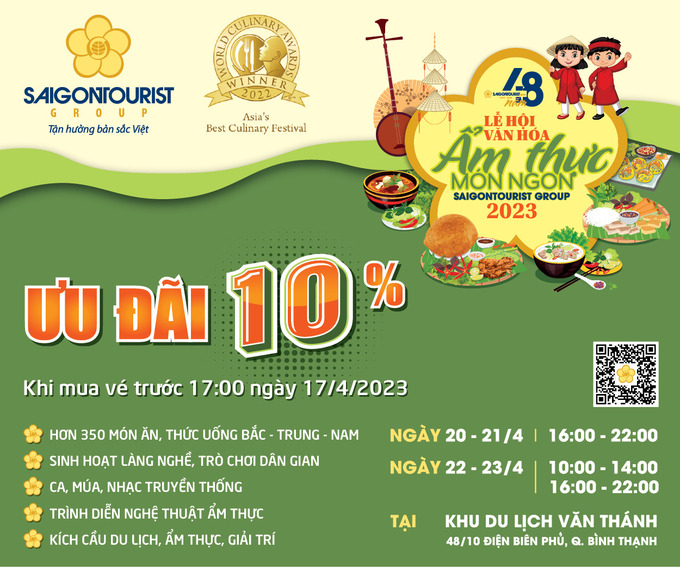 Ưu đãi hấp dẫn 10% dành cho khách mua vé trước 17g00 ngày 17/4/2023