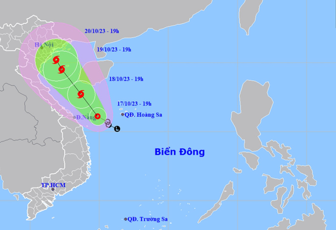 Vị trí và hướng di chuyển của áp thấp nhiệt đới. Ảnh: Báo Quảng Ninh