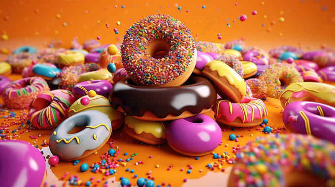 pngtree-assorted-sweet-treats-levitating-among-vibrant-spheres-on-orange-background-rendered-image_3724767