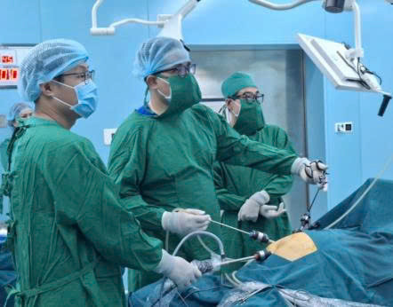 Bác sĩ đang nội soi ổ bụng cho bệnh nhân (Ảnh: Bệnh viện Bình Dân)