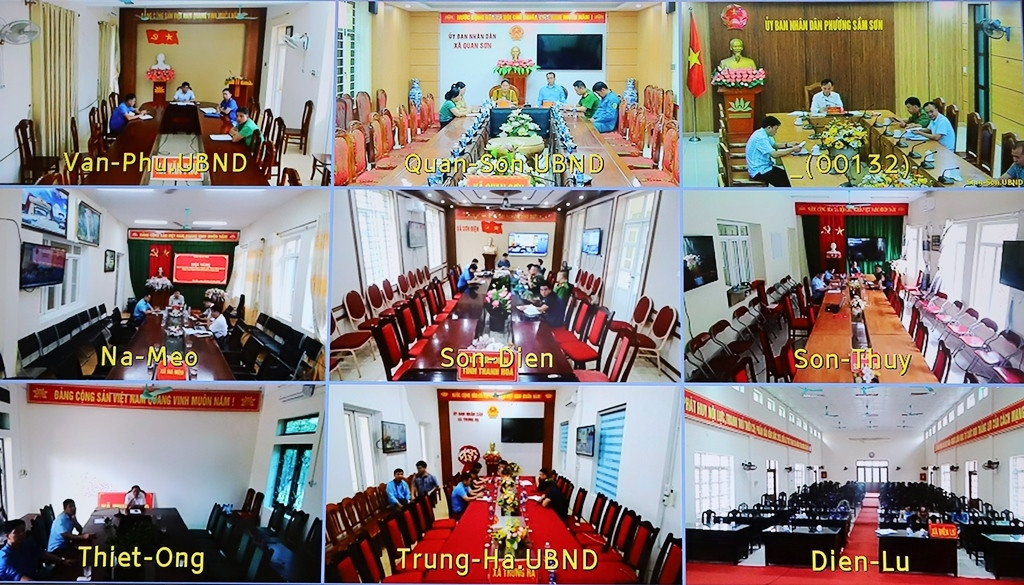 Hội nghị kết nối với các điểm cầu xã phường của tỉnh Thanh Hóa