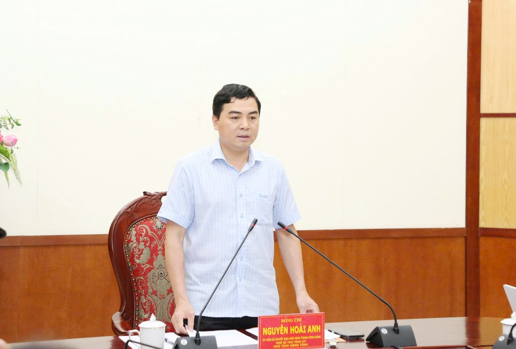 Chủ tịch UBND tỉnh Nguyễn Hoài Anh phát biểu kết luận hội nghị