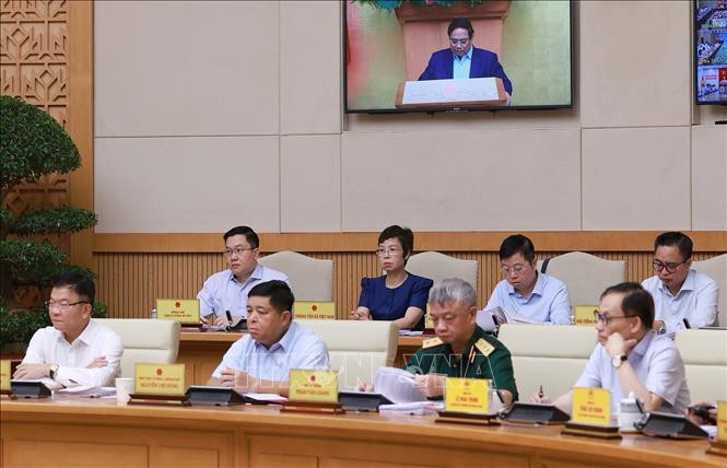 Các Phó Thủ tướng và đại diện các bộ, ngành, cơ quan trực thuộc Chính phủ tham dự Phiên họp Chính phủ thường kỳ tháng 9 năm 2025 (Ảnh: Dương Giang/TTXVN)