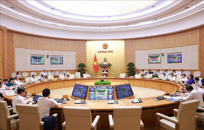 Thủ tướng Phạm Minh Chính chủ trì Phiên họp Chính phủ thường kỳ tháng 9 năm 2025, trực tuyến đến các địa phương (Ảnh: Dương Giang/TTXVN)