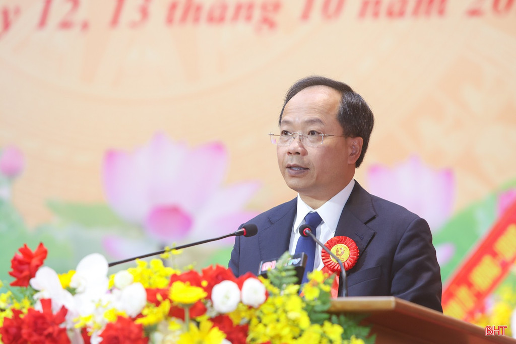 Bí thư Tỉnh ủy Nguyễn Duy Lâm phát biểu tại đại hội