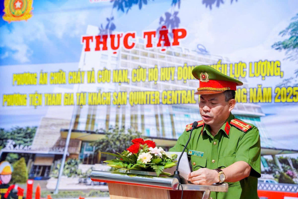 Phó Giám đốc Công an tỉnh Khánh Hoà - Đại tá Lê Quang Đồng, phát biểu chỉ đạo