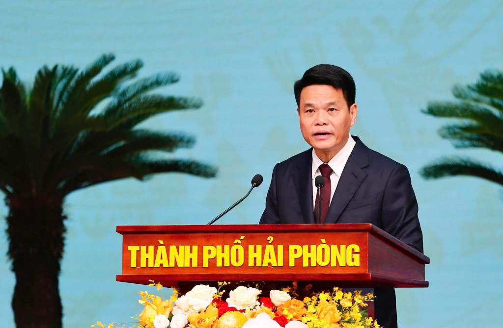 Chủ tịch UBND TP. Hải Phòng Lê Ngọc Châu phát biểu Đại hội