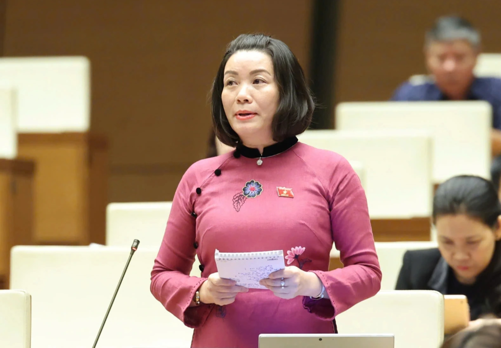 Phó Trưởng Đoàn chuyên trách, Đoàn ĐBQH tỉnh Quảng Trị Nguyễn Minh Tâm phát biểu tại nghị trường