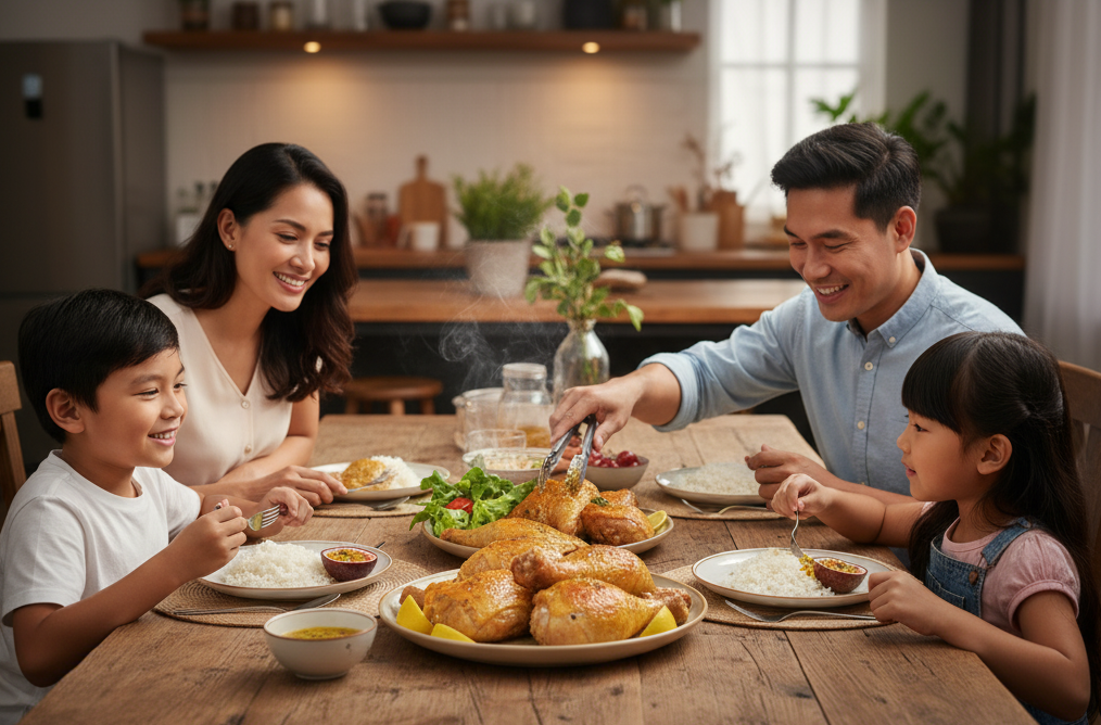 Gà nướng chanh dây mật ong phù hợp để làm cho gia đình ngày cuối tuần (Ảnh minh họa)