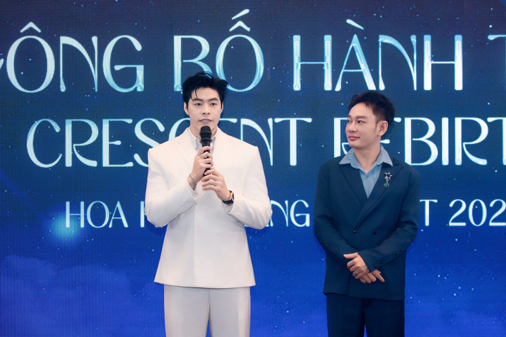 Nam Vương Quốc Tế Việt Hoàng chia sẻ tại Lễ công bố Hoa Hậu Trăng Khuyết