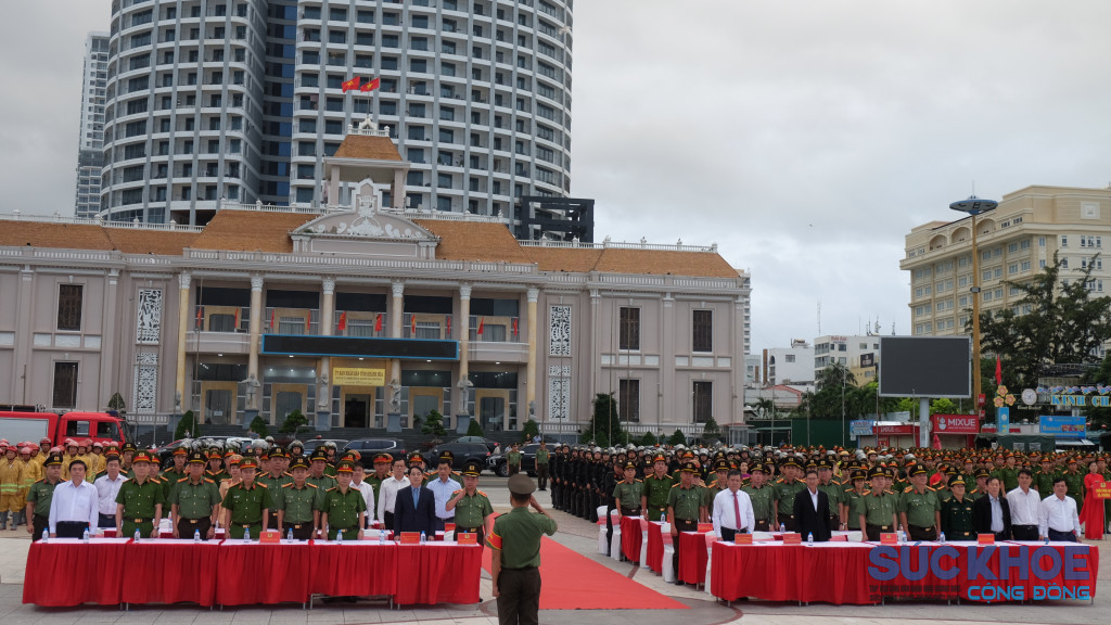 Các lực lượng tham gia Lễ ra quân (Ảnh: Thanh Huy)