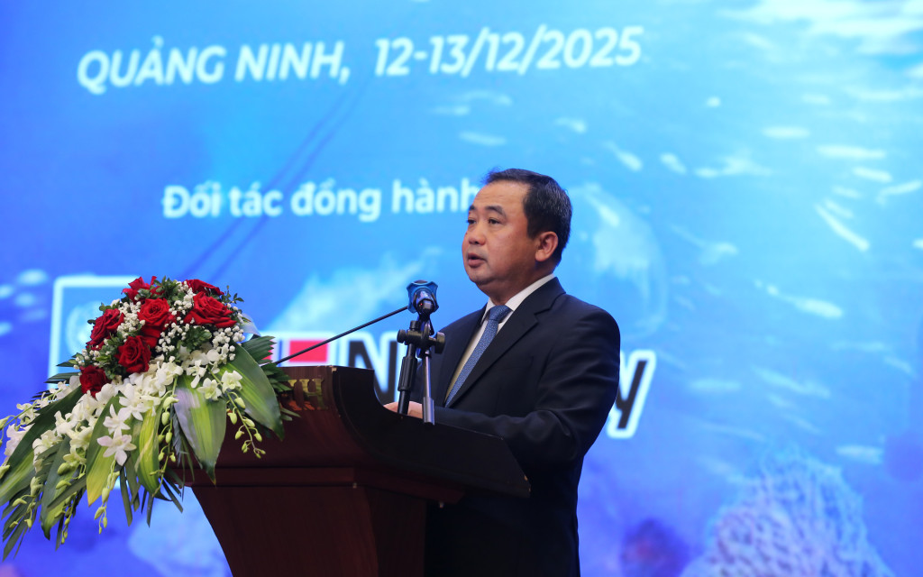Bộ trưởng Bộ Nông nghiệp và Môi trường Trần Đức Thắng phát biểu khai mạc Diễn đàn (Ảnh: VGP/Minh Khôi)