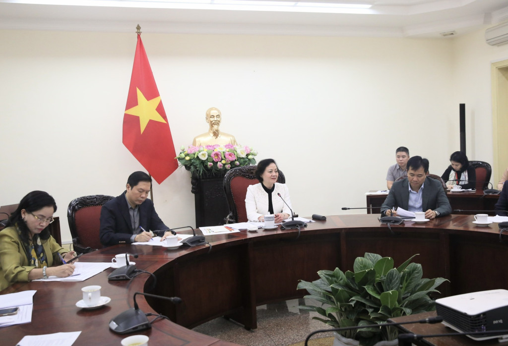 Phó Thủ tướng Phạm Thị Thanh Trà chủ trì buổi làm việc rà soát công tác chuẩn bị Đại hội Thi đua yêu nước toàn quốc lần thứ XI (Ảnh: VGP/Thu Giang)