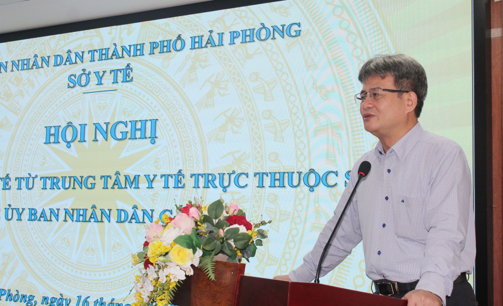 Tiến sĩ, bác sĩ Trần Quang Cảnh PGĐ Sở Y tế TP Hải Phòng phát biểu tại hội nghị(Ảnh – CDC TP. Hải Phòng)