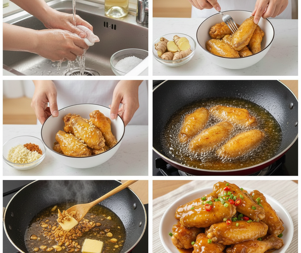 Các bước làm món cánh gà chiên bơ (Ảnh minh họa)