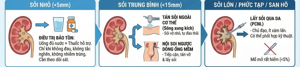 Lựa chọn phương pháp phẫu thuật nào phụ thuộc vào sức khỏe bệnh nhân và kích thước sỏi (Ảnh minh họa)