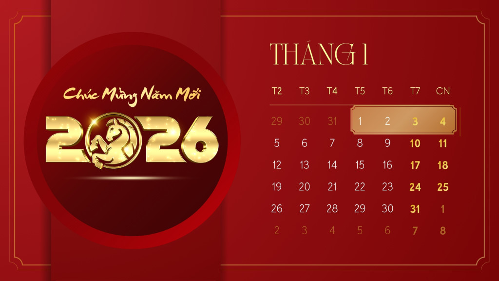 Lịch nghỉ Tết dương lịch 2026