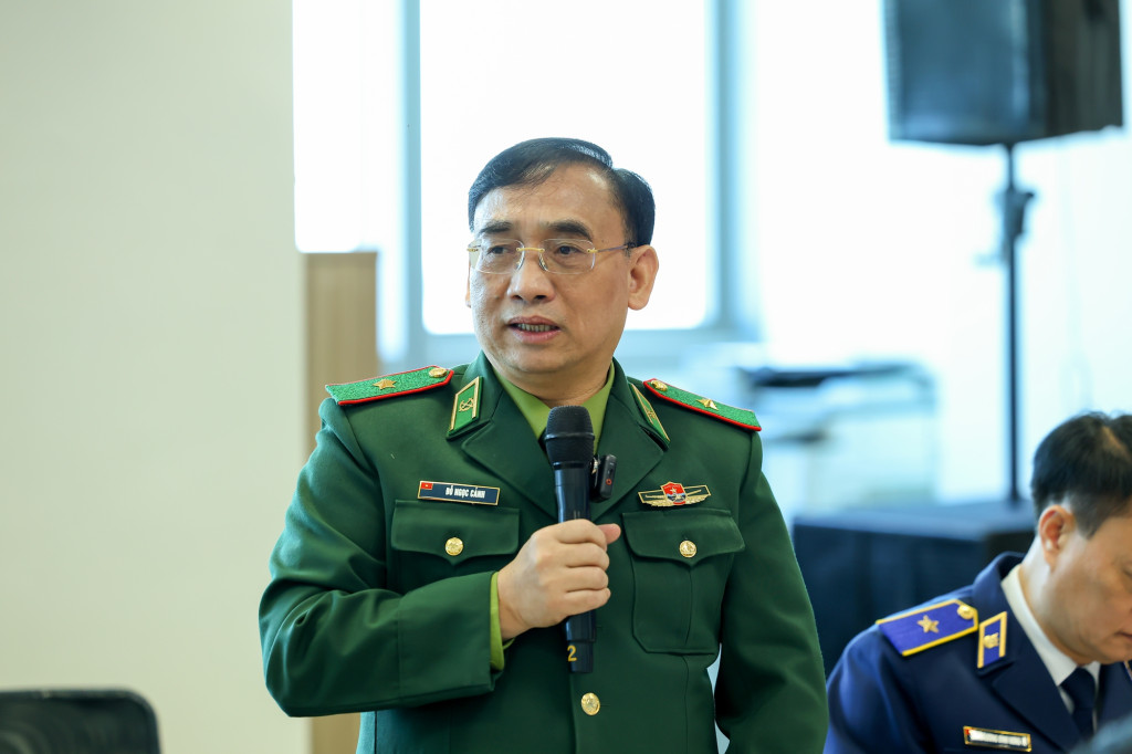 Thiếu tướng Đỗ Ngọc Cảnh, Cục trưởng Cục Phòng chống Ma túy và Tội phạm, Bộ đội Biên phòng, chia sẻ tại buổi lễ (Ảnh: Vũ Phong)
