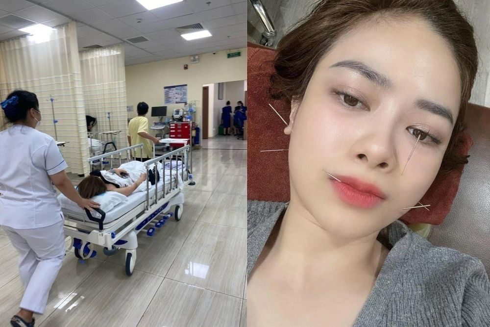 Ca sĩ Dương Hoàng Yến từng chia sẻ hình ảnh đi cấp cứu do liệt dây thần kinh số 7 ngoại biên (Ảnh: FBNV)