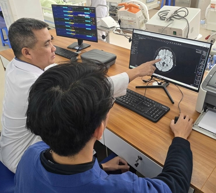 Hình ảnh tổn thương não của bệnh nhân nam (Ảnh: BVCC)