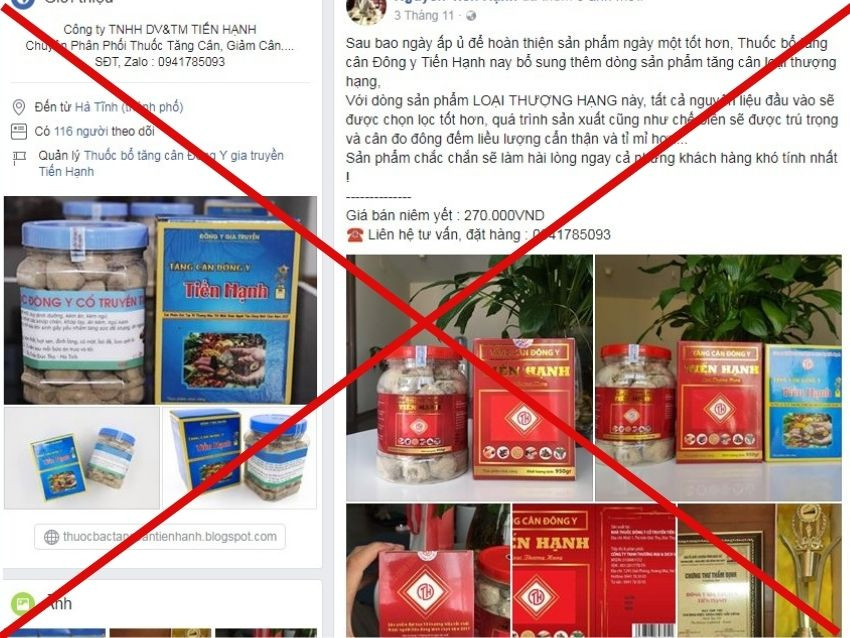 Các sản phẩm được rao bán trên mạng (Ảnh: BCA)