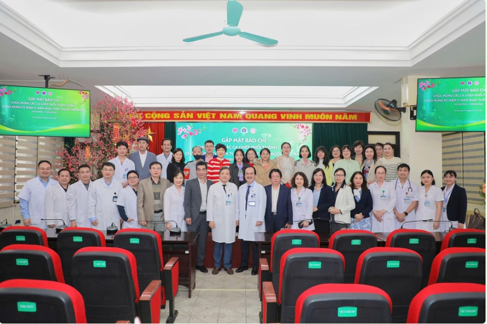 Buổi gặp mặt báo chí của Bệnh viện Phổi Trung ương ngày 24/2, công bố những thành tựu đạt được trong lĩnh vực ghép phổi và kỹ thuật chuyên sâu (Ảnh: BVCC)