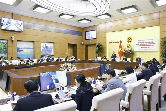 Chủ tịch Quốc hội Trần Thanh Mẫn, Chủ tịch Hội đồng bầu cử Quốc gia phát biểu. Ảnh: Doãn Tấn/TTXVN