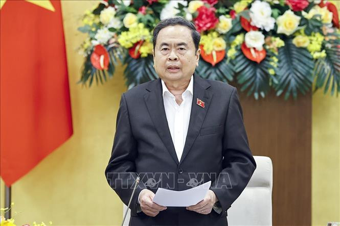 Chủ tịch Quốc hội Trần Thanh Mẫn, Chủ tịch Hội đồng bầu cử Quốc gia phát biểu (Ảnh: Doãn Tấn/TTXVN)