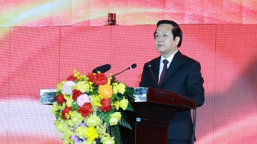 Chủ tịch UBND tỉnh Hưng Yên Phạm Quang Ngọc phát biểu khai mạc (Ảnh: NN&MT)